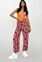 Women's Orange Patterned Woven Viscose Pants ALC-X12150