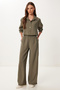 Women's Khaki Modal Shirt Pants Set BV00158 - 3