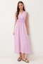 Women's Pink Wrap Collar Midi Woven Dress Bv00159 - 3