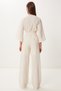 Women's Cream Linen Blouse Pants Suit Bv00160 - 8