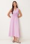 Women's Pink Wrap Collar Midi Woven Dress Bv00159 - 2