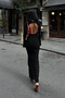 Siyah Leopar Desenli Bodycone/Vücudu Saran Maxi Örme Elbise TPRAW25EL00165 - 6