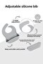 4-Piece Silicone Feeding Set - Bib - Vacuum Feeding Bowl - Straw Cup - Spoon - Grey - 3
