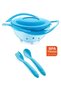 Blue Spoon Fork and Non-Spill Plate Set