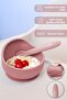 2-Piece Silicone Baby Feeding Set - Vacuum Feeding Bowl - Silicone Teething Spoon - Pink - 2