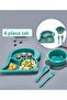 Dino Blue 4 Piece Baby Dinner Set Food Plate Set Newborn Food Plate Set - 2