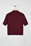 Bordo Merserize Görünümlü Premium İplik/Özel İplik Basic İnce Triko Bluz TWOAW24BZ00005 - 8