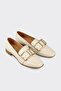 Beige Leather Women's Casual Shoes - 2