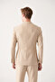 Men's Beige Linen Blended Unlined Double Slit Jacket A31Y4022 - 4