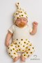 Bee and Sunflower Patterned 3-Piece Newborn Baby Set Short Sleeve Snap Body, Pants and Beanie Set