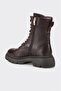 Brown Leather Women's Casual Boots - 3