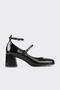 Black Leather Women's Heeled Shoes