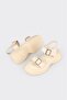 Beige Leather Women's Wedge Heel Sandals - 3