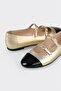 Gold Leather Women's Flat Shoes - 5