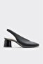 Black Leather Women's Heeled Shoes