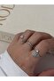 Triple Silver Color Adjustable Ring Set – Elegant Stone and Flower Detailed Design - 5