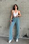 Nile Green High Waist Sweatpants with Elastic Waist Slits - 3