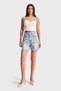 Women's Blue Color 4S5-3 Midi Length Floral Embroidered 100% Cotton Design Denim Shorts - 3