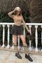 Milk Coffee Half Fisherman Raster Ribbed Blouse - 7