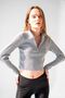 Gray Ankle Detailed Zippered Crop Blouse - 5