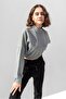 Women's Smoked Cotton Crew Neck Crop Sweatshirt - 4
