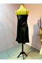 Black Strappy Dress with Rose Embroidery - 6