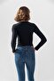 Black Long Sleeve Ribbed Blouse Crop Knitted T-shirt - 5
