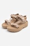 S-Step Dark Beige Cross Detail Velcro Thick Sole Women's Sandals - 5