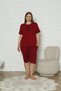 Women's Burgundy Plus Size 100% Cotton Summer Short Sleeve Pocket Capri Bermuda Pajama Set - 4