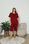 Women's Burgundy Plus Size 100% Cotton Summer Short Sleeve Pocket Capri Bermuda Pajama Set - 5