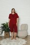 Women's Burgundy Plus Size 100% Cotton Summer Short Sleeve Pocket Capri Bermuda Pajama Set - 6