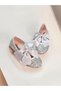 Girl's Silver Color Shiny Glittered Orthopedic Stylish Ballerina Shoes with Bow Tie - 3