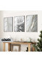 Amazing | White Flower Wing Abstract Combination (Wing) | Framed Glass Table 3 Pieces Vertical