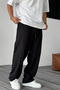 Men's Linen Baggy Loose Cut Straight Leg Casual Summer Black Trousers New Season - 4