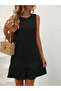 Women's Relaxed Fit Ruffled Crinkle Fabric Woven Dress - 3