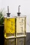 Double 500 ml oil pot silver lid glass oil pot olive oil and sunflower oil labeled sauce bowl vinegar bottle - 6