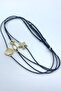 3 Pieces Minimal Sea Themed Gold Fish Mussel Star Figured Black Rope Summer Anklet Set