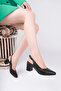 Genuine Leather Black Print Women's Heeled Leather Shoes Shn-0991 - 3