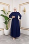 Lara Fabric Half Button Women's Dress - Navy Blue / E0121 - 4