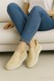 Handmade Genuine Leather Cream Women Lightweight Flexible Comfortable Stylish Walking Orthopedic Business Office Daily Shoes - 3