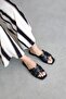 Huxx Women's Single Strap Casual Shiny Leather Slippers Black - 4
