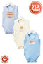 Unisex 100% Organic Cotton Good Vibes Printed 3-6-9-12 Months 3-Piece Sleeveless Undershirt Baby Bodysuit - 3