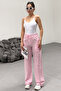 Women's Elastic Waist Pink Linen Trousers - 5