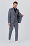 Biglia Men's Dark Navy-Gray Jacket+Trousers+Vest Double Slit Slim Fit Suit - 4