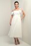 Women's Rope Strap Back Lace-Up Low Single Sleeve Feather Brooch Lined Puppy Fabric Dress - 3