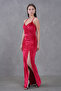 New Season Women's Velvet Low-cut and Slit Strap Evening Dress - 6