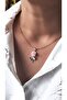 Colorful Enameled Rose Figured Steel Necklace - 2