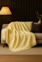 Cotton Textured Ecru Sofa Shawl 170X220 cm – Fringed Tv Blanket & Decorative Sofa Cover