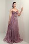 Women's Rope Strap Beading Detailed Sequin Embroidered Lined Long Evening Dress - 3