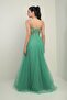 Women's Rope Strap Lined Chest Pleated Beading Embroidered Long Princess Dress - 4